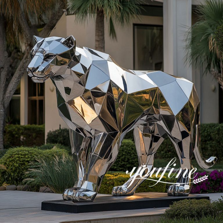 Stainless Steel Leopard Polygon Statue SSD-056