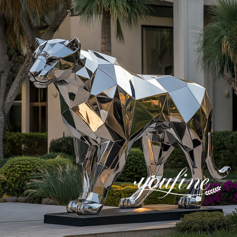 Stainless Steel Leopard Polygon Statue SSD-056