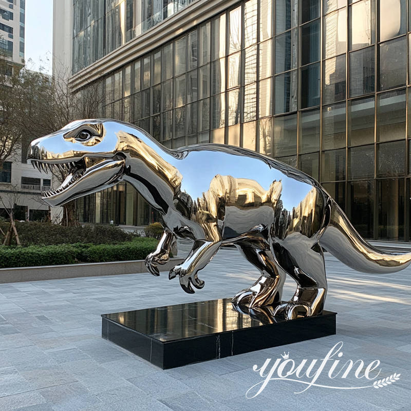 steel dinosaur statue