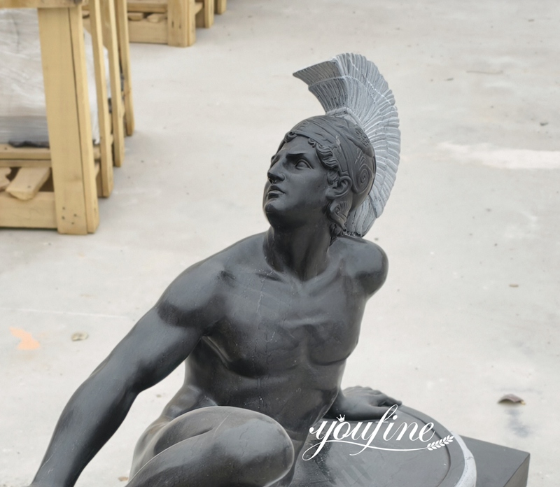 Black Marble Greek Achilles Dying Statue details