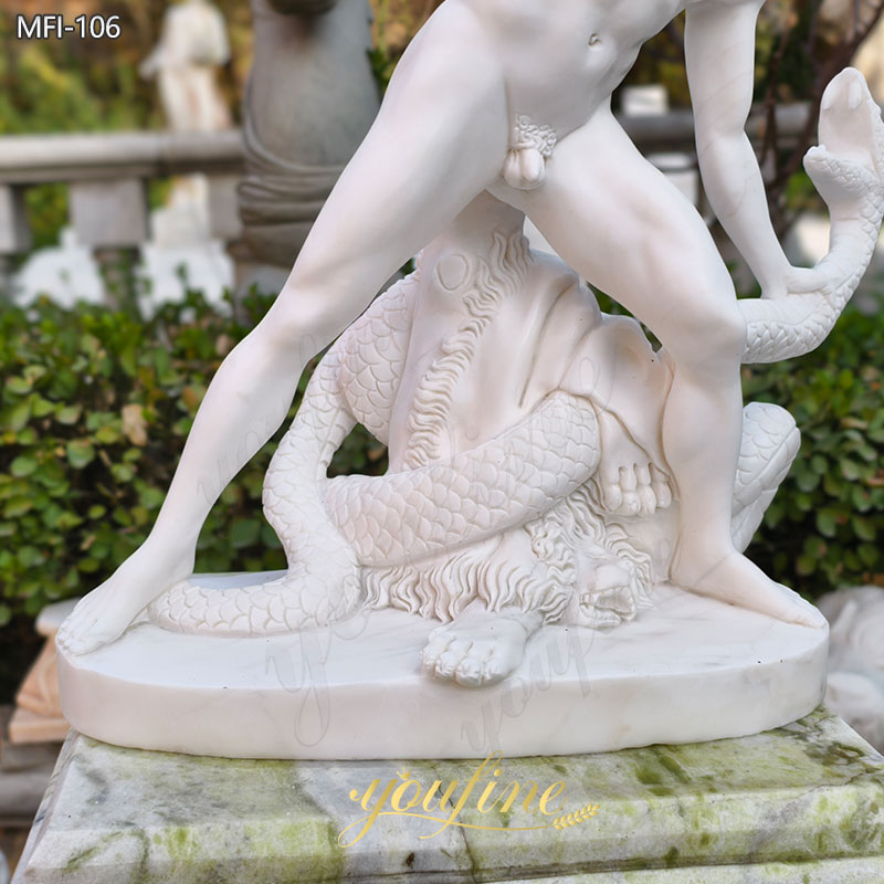 Classic Marble Hercules Fighting Snake Statue details