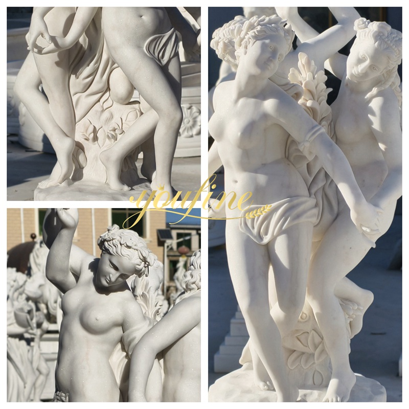 Elegant Marble Three Muses Statue details