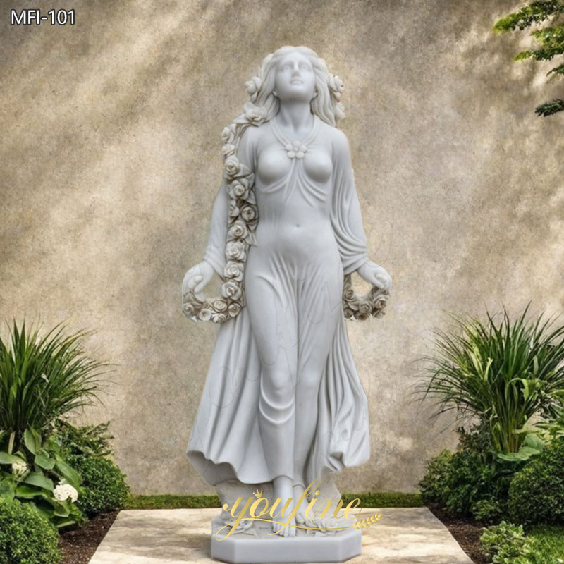 Elegant Stone Statue of Woman with Wreath MFI-101