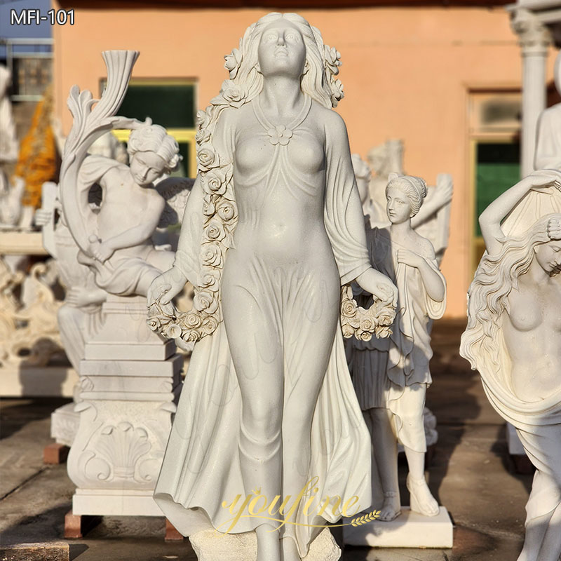 Elegant Stone Statue of Woman with Wreath