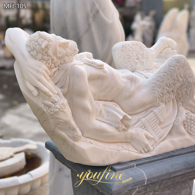Greek Marble Pan Statue Goat Statue details
