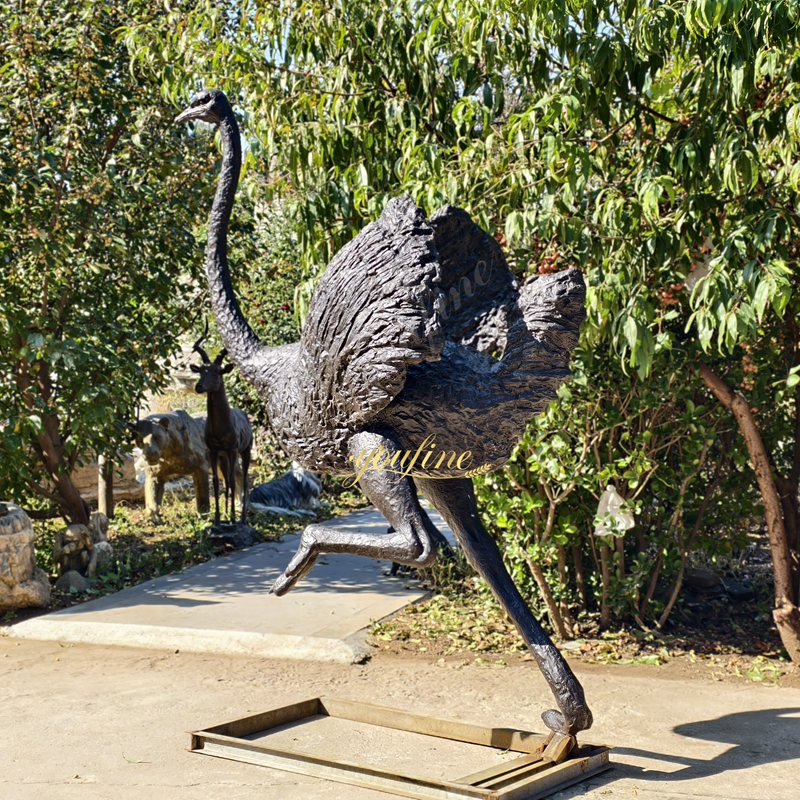 Large bronze ostrich sculpture art