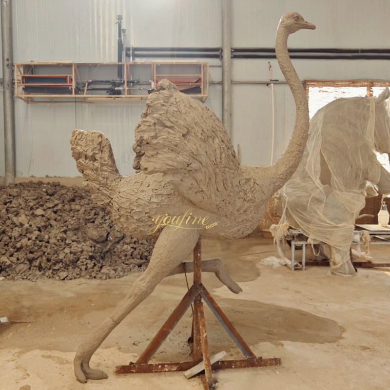 Large ostrich clay model