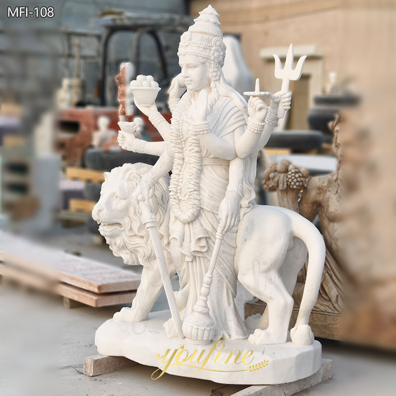 Life Size White Marble Durga statue