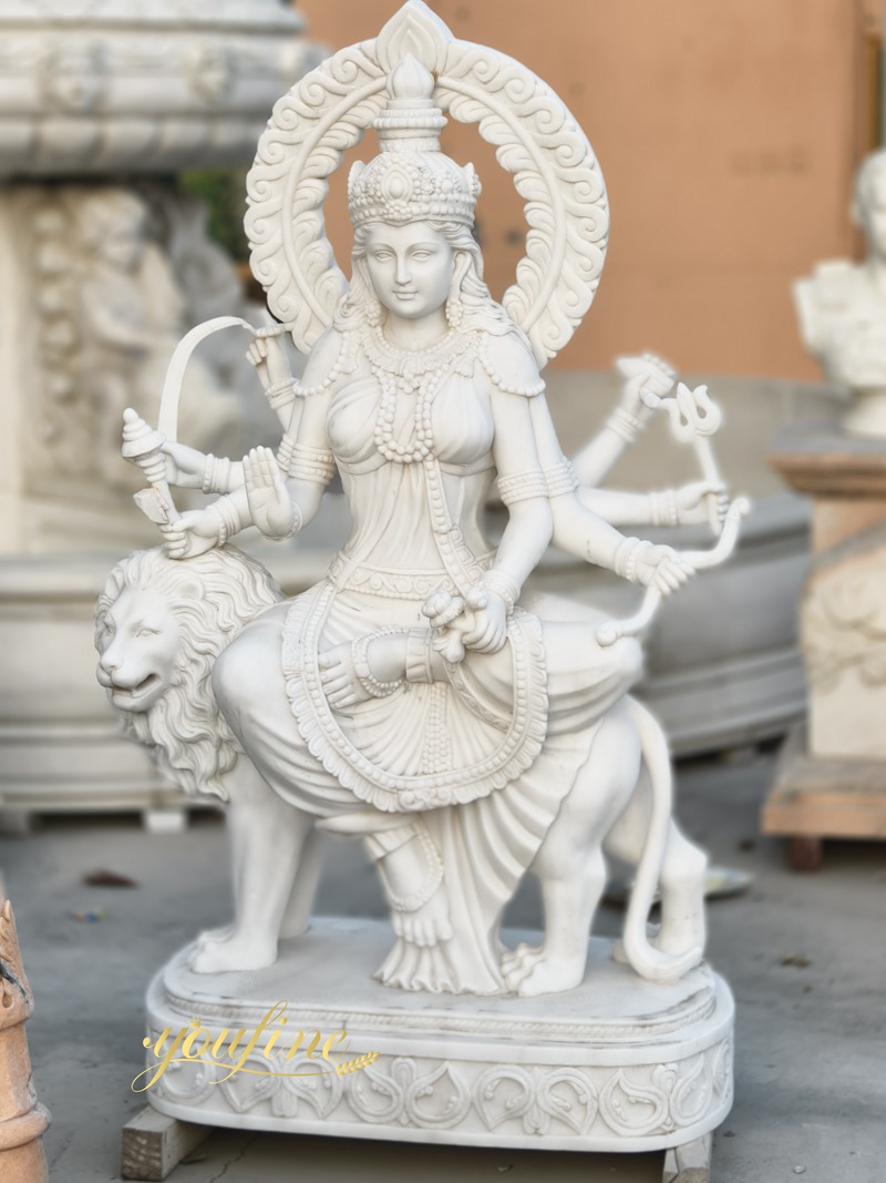 Life Size White Marble Durga sculpture