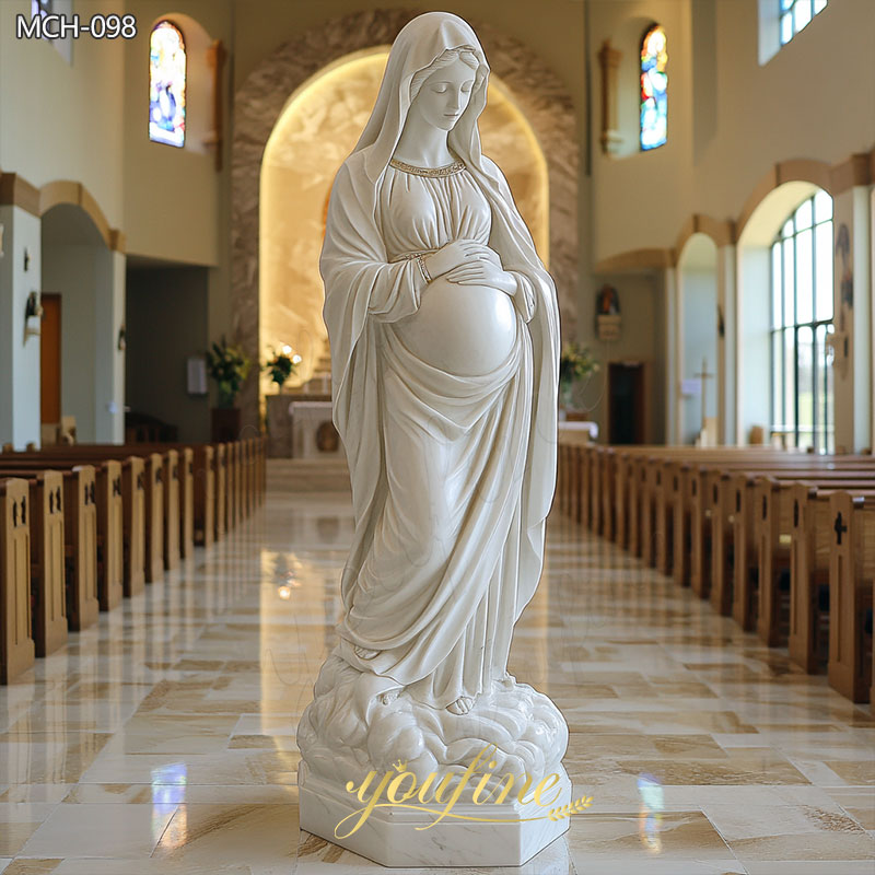 Life size marble pregnant virgin mary statue