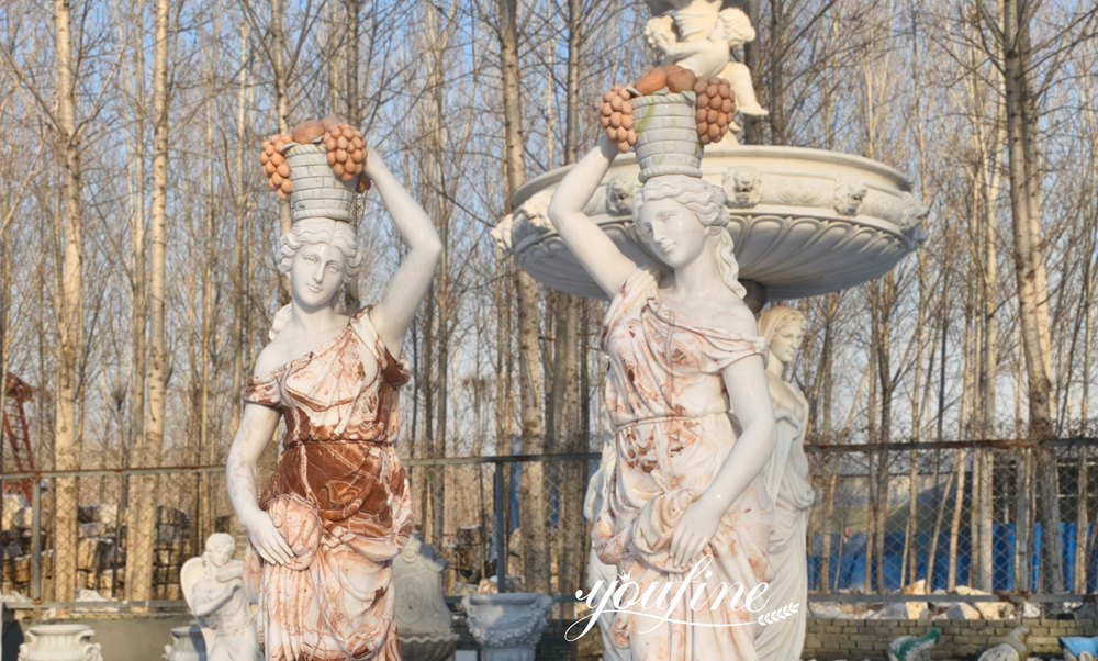 Multi Color Marble Woman Sculpture details