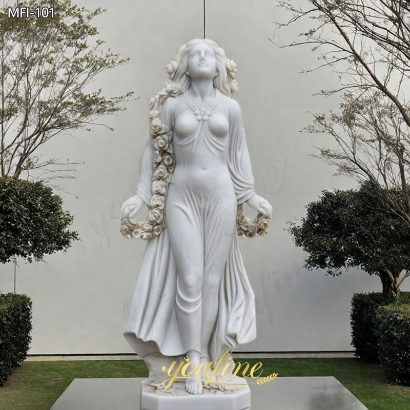 Stone Statue of Woman with Wreath