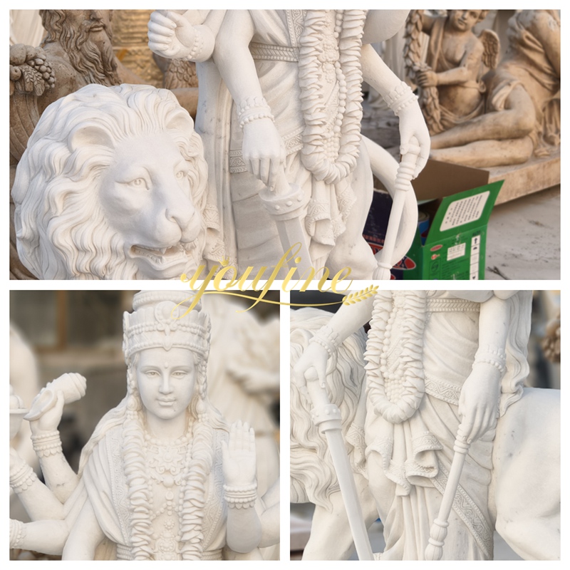 White Marble Durga Statue details