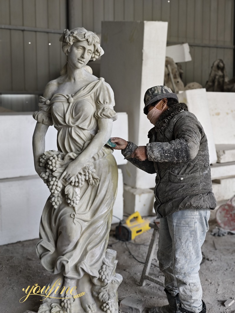 marble four season statue carving process