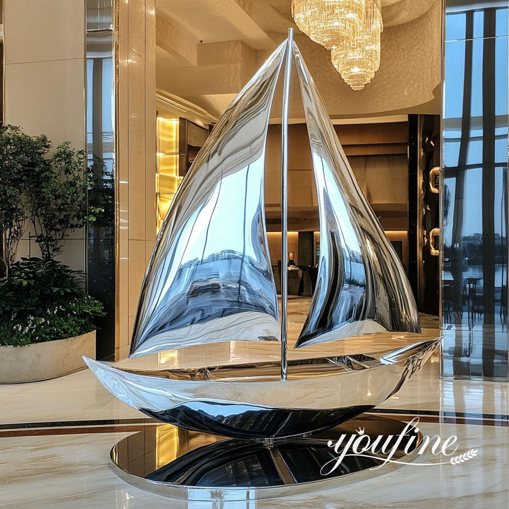 hand forged metal sailboat sculpture