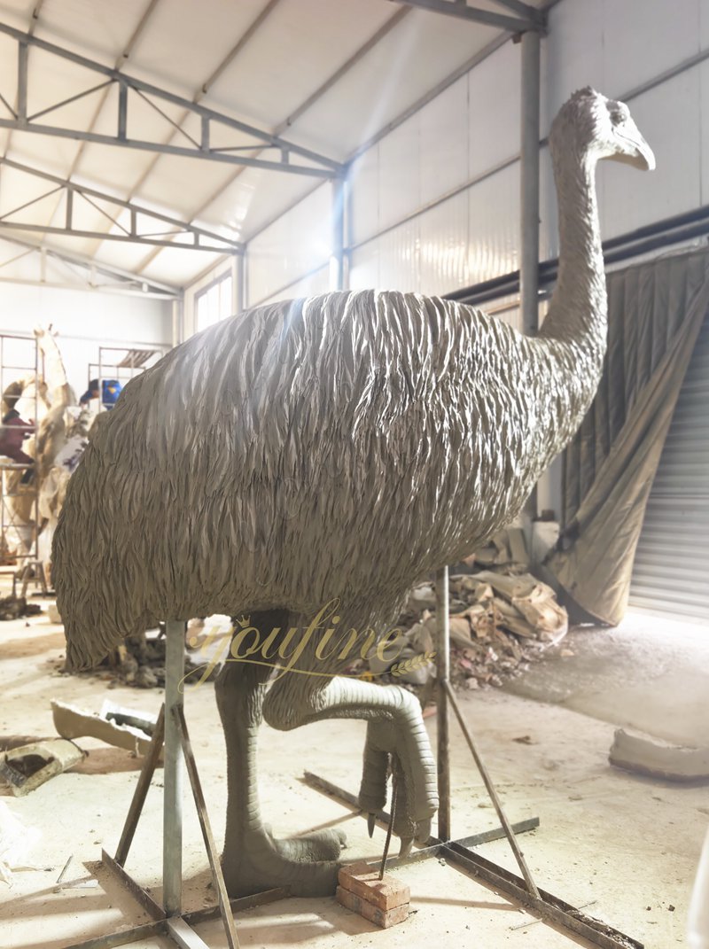 large standing ostrich statue clay model