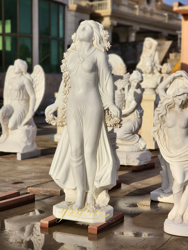marble Statue of Woman with Wreath