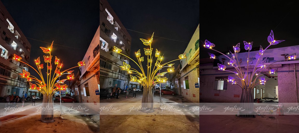 metal light butterfly tree sculpture at YouFine factory