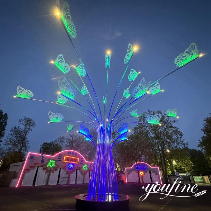 large metal lighting tree sculpture