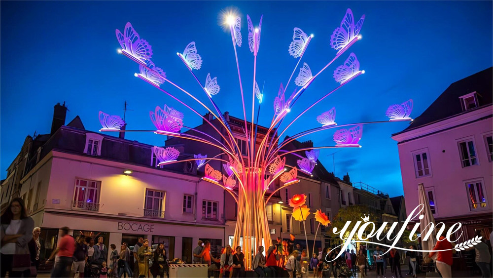 modern decorative stainless steel butterfly tree sculpture