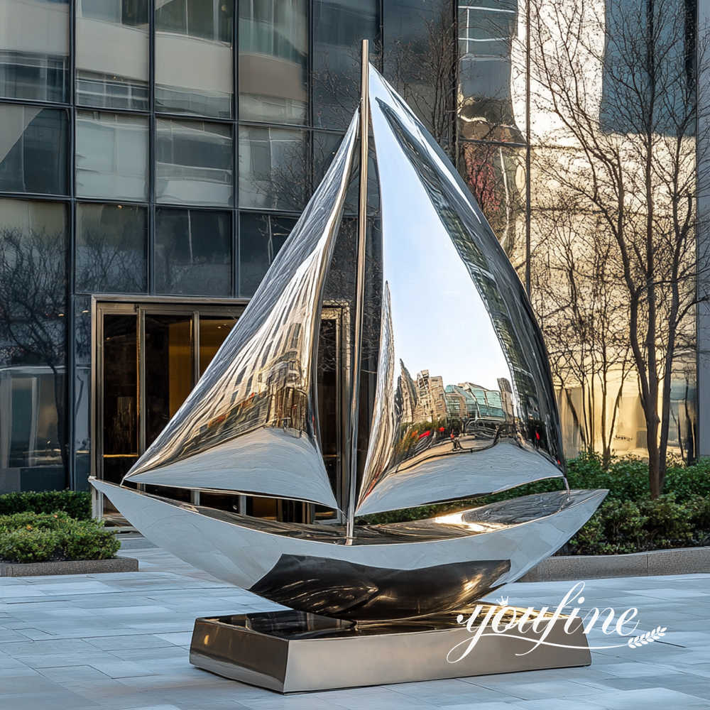 modern metal sailboat sculpture