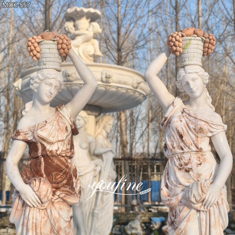 outdoor Multi Color Marble Woman Sculpture