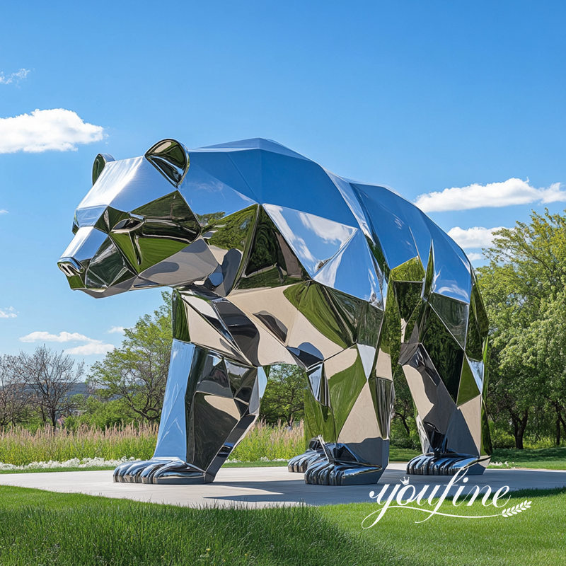 outdoor park decorative modern metal bear sculpture