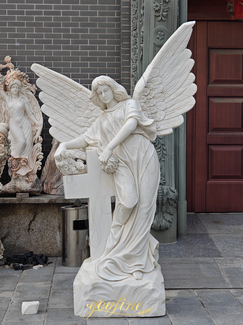 Angel with Cross marble statue
