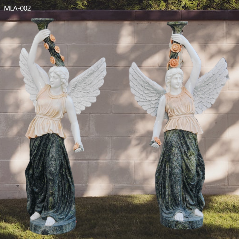 Hand Carved Natural Marble Angel Statue Lamp