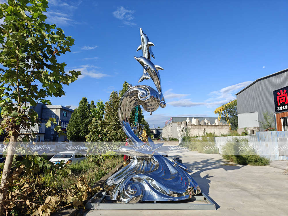 Large Metal Dolphin Sculpture