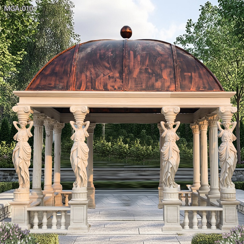 Square Marble Statue Column Gazebo