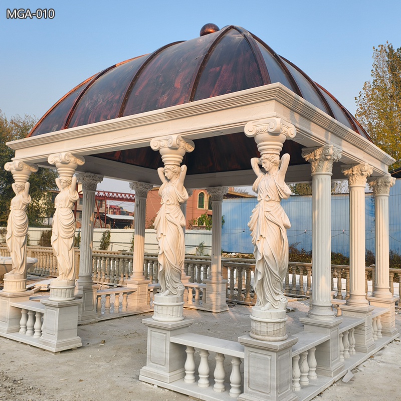 high quality Square Marble Statue Column Gazebo in factory