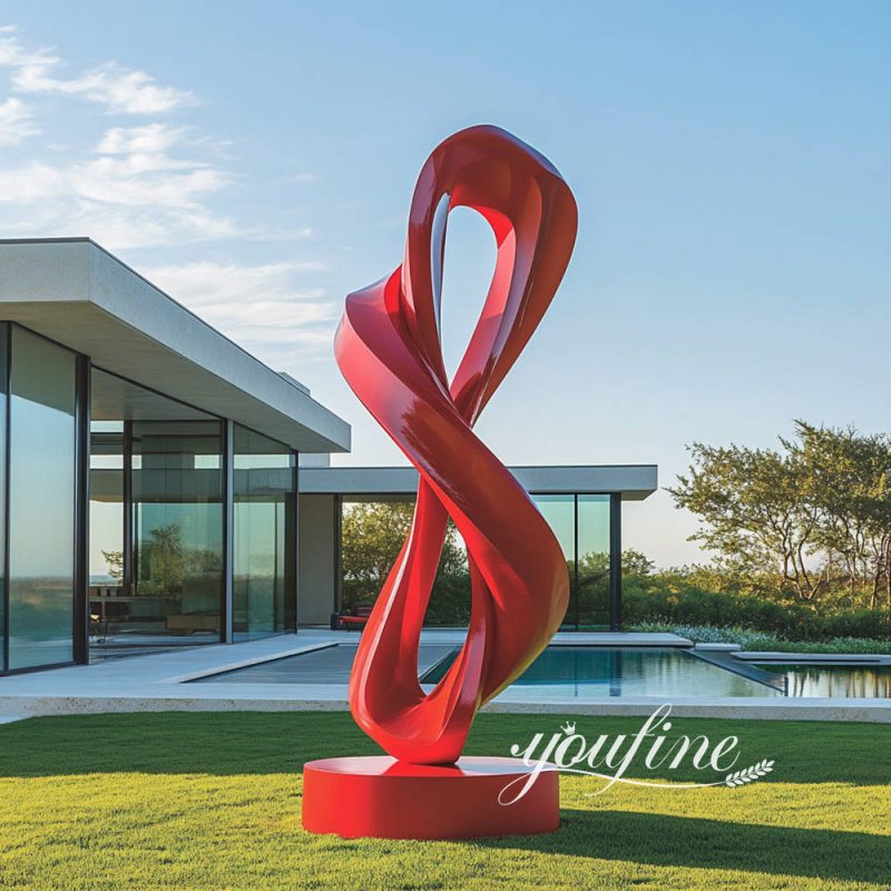 creative modern red stainless steel sculpture