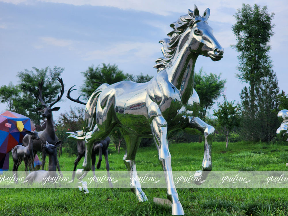 forged stainless steel horse sculpture