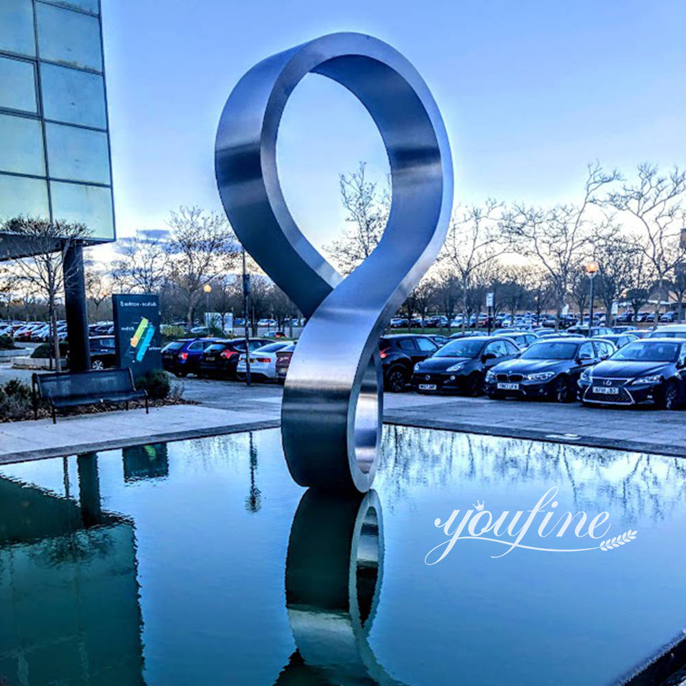 metal infinity loop sculpture for pool decor