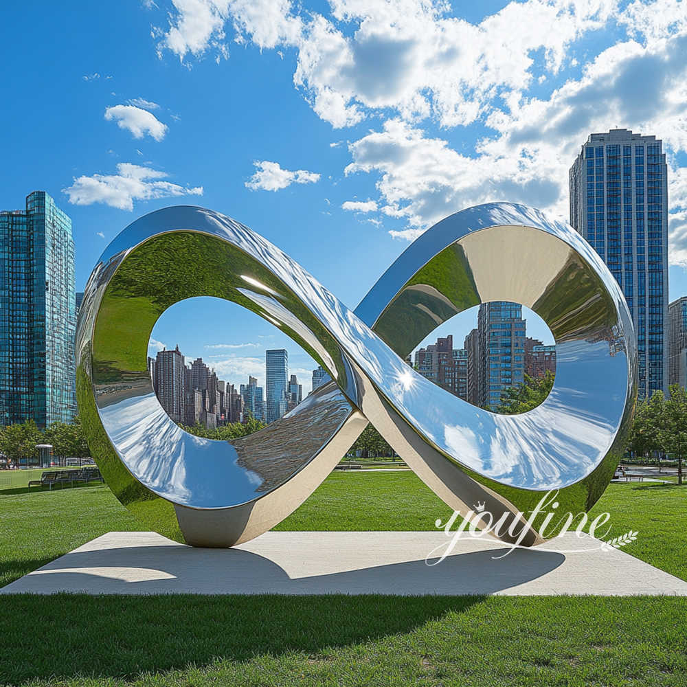large hand polished infinity loop sculpture
