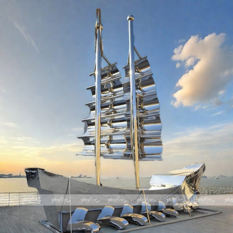 landscape large outdoor boat sculpture for seaside decor