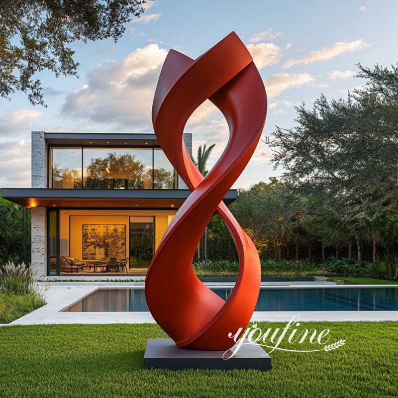 high quality large red steel sculpture for outdoor villa yard decor