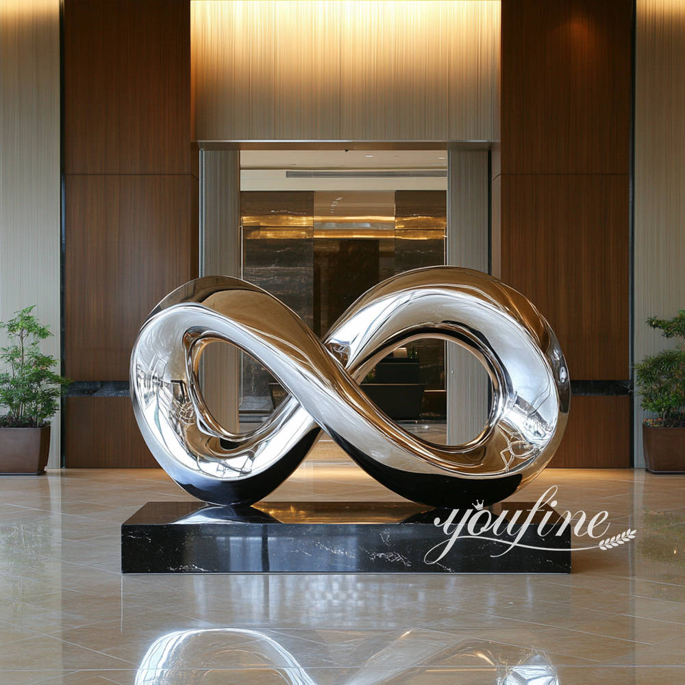 mirror polished infinity loop sculpture for hotel lobby