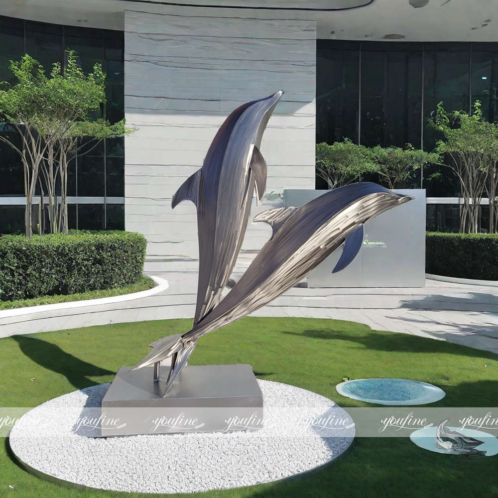 modern brushed dolphin sculpture