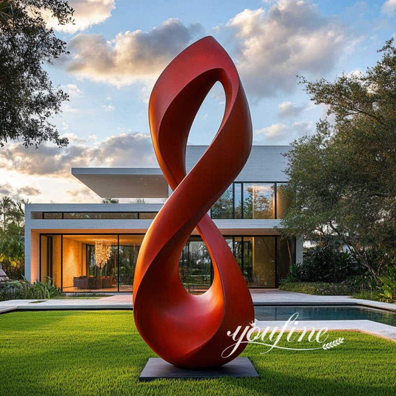 modern design red steel sculpture