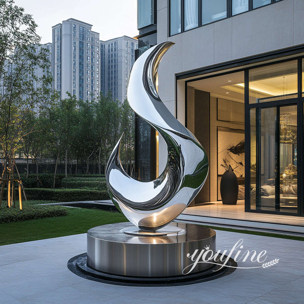 modern stainless steel sculpture for luxury space decor