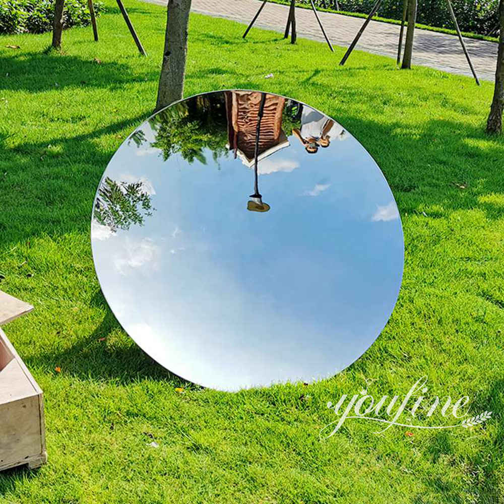modern stainless steel sky mirror sculpture