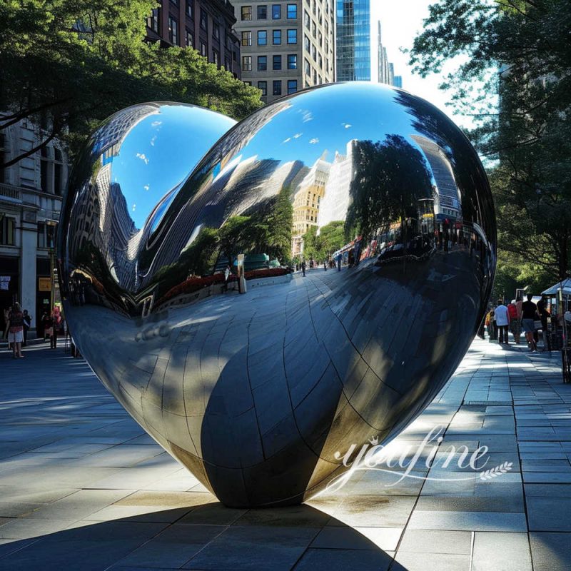 Polished Stainless Steel Love Heart Sculpture SSA-072
