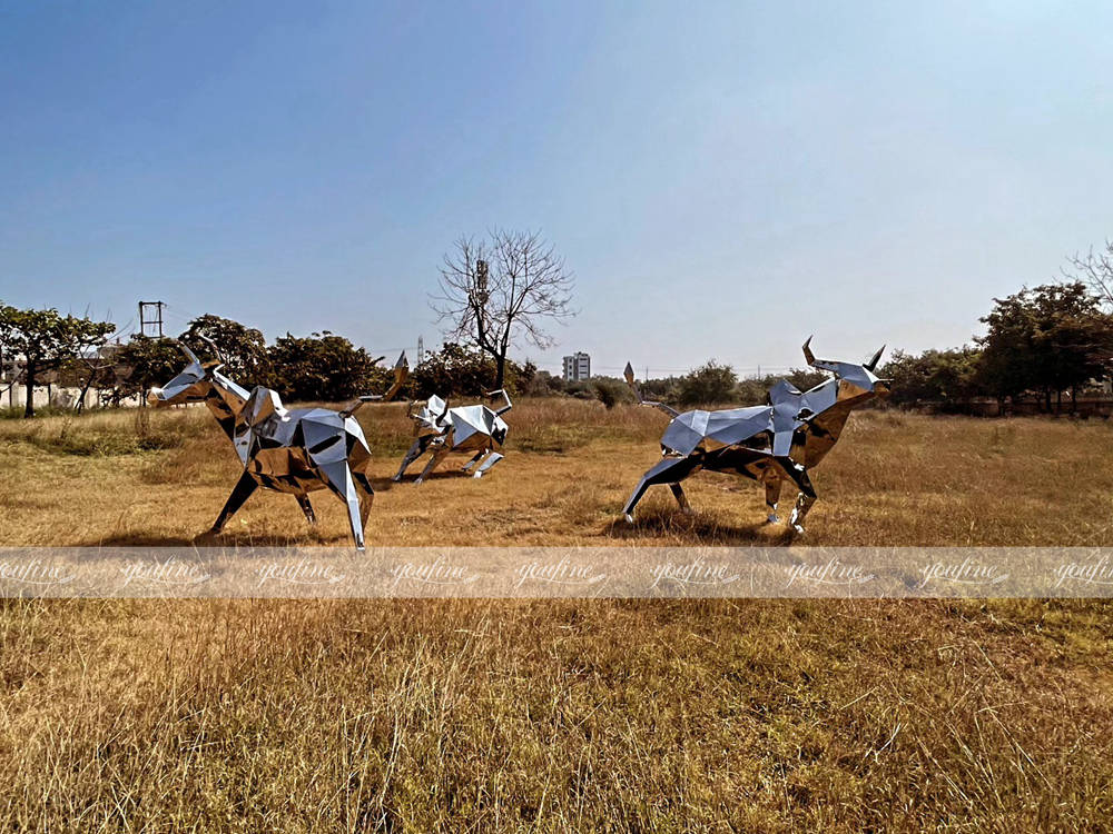 stainless steel bull sculpture