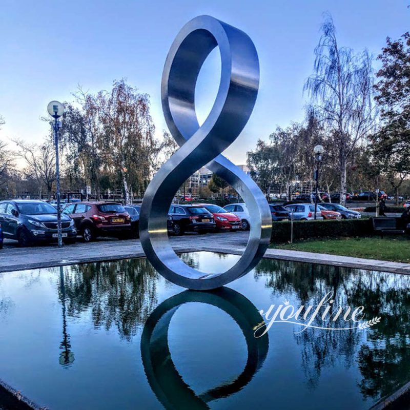 stainless steel infinity loop sculpture for outdoor decor