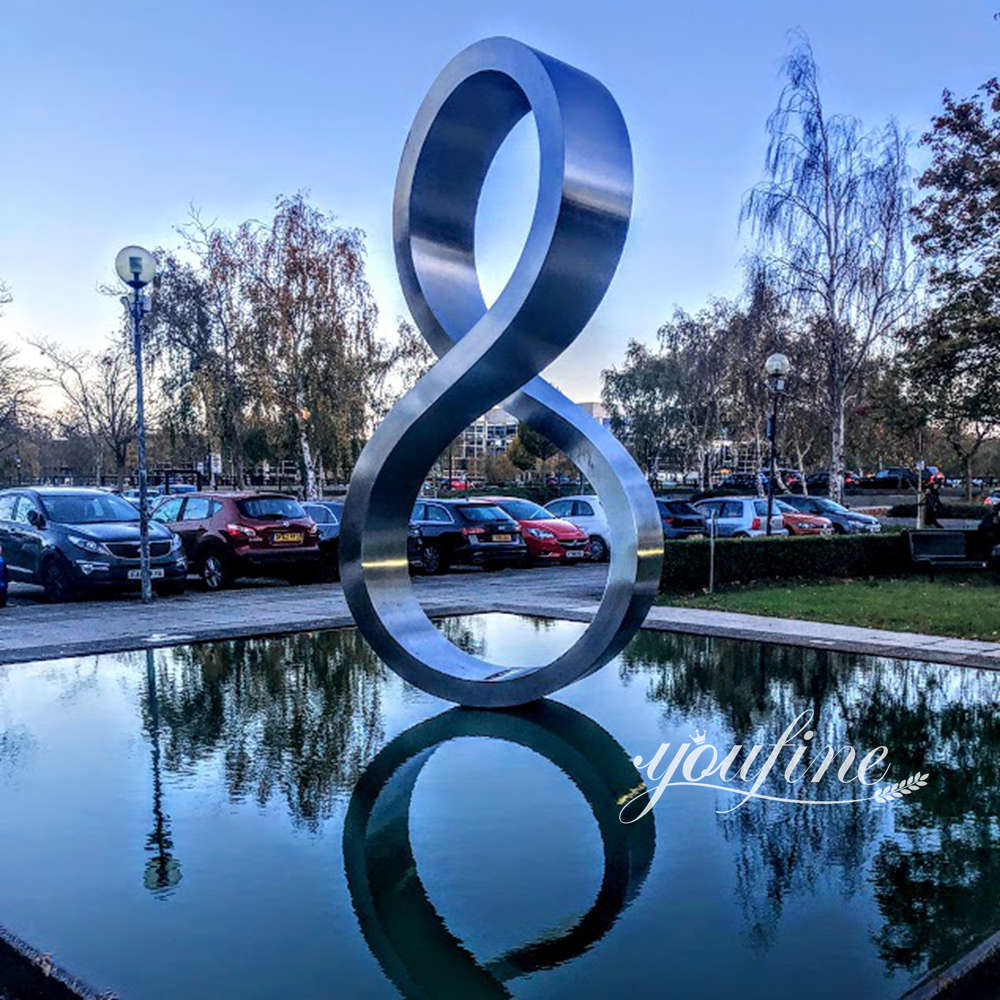 stainless steel infinity loop sculpture for outdoor decor