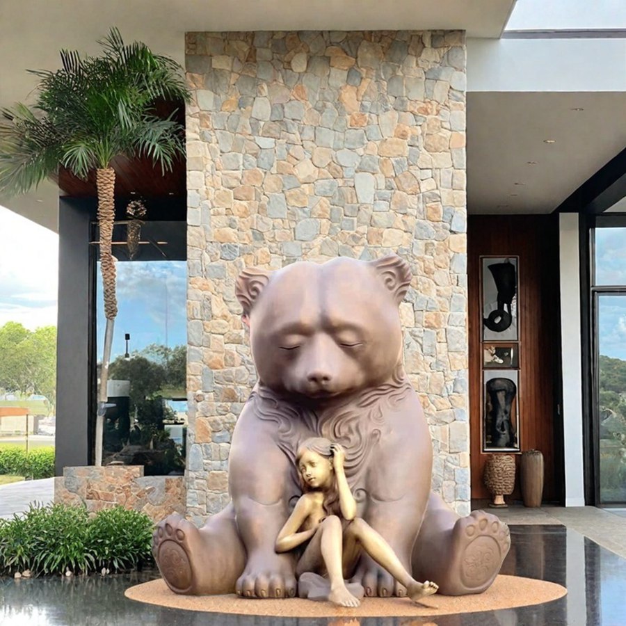 Bronze Bear with Girl