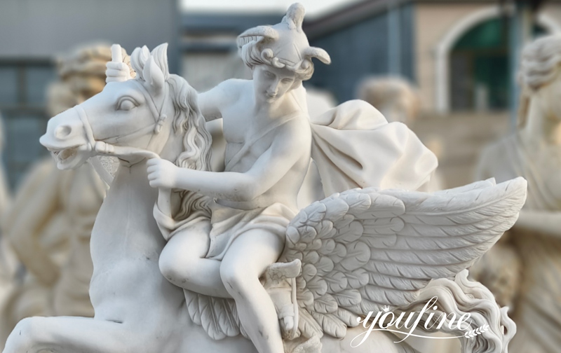 Greek Mythology Mercury Riding Pegasus Statue details