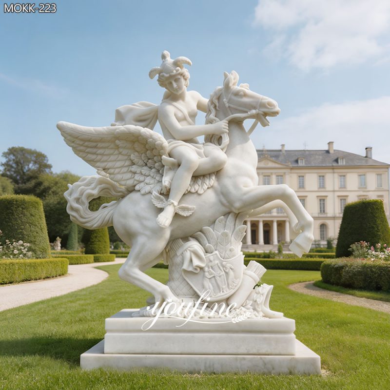 Greek Mythology Mercury Riding Pegasus marble Statue